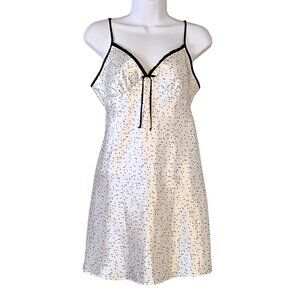 Vintage Y2K Jones NY Womens Babydoll Slip Dress Size M Sweetheart Polka Dot